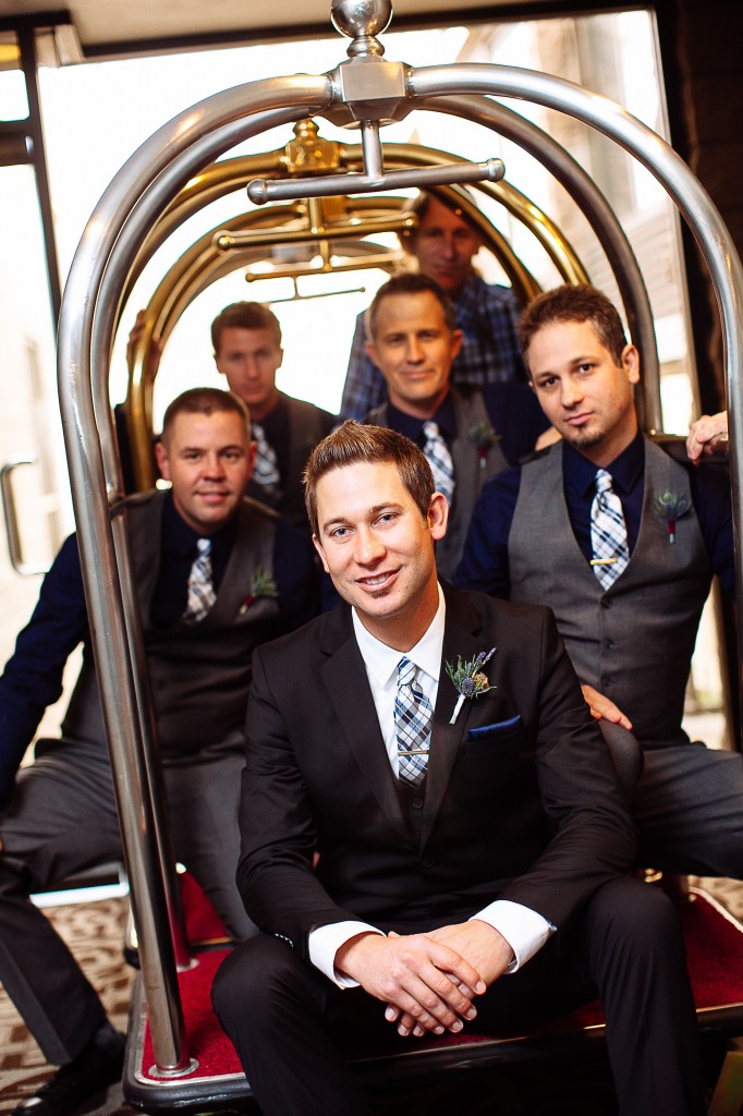 Groomsmen in Hotel Cart wedding